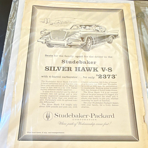 1958 studebaker silver hawk - studebaker,